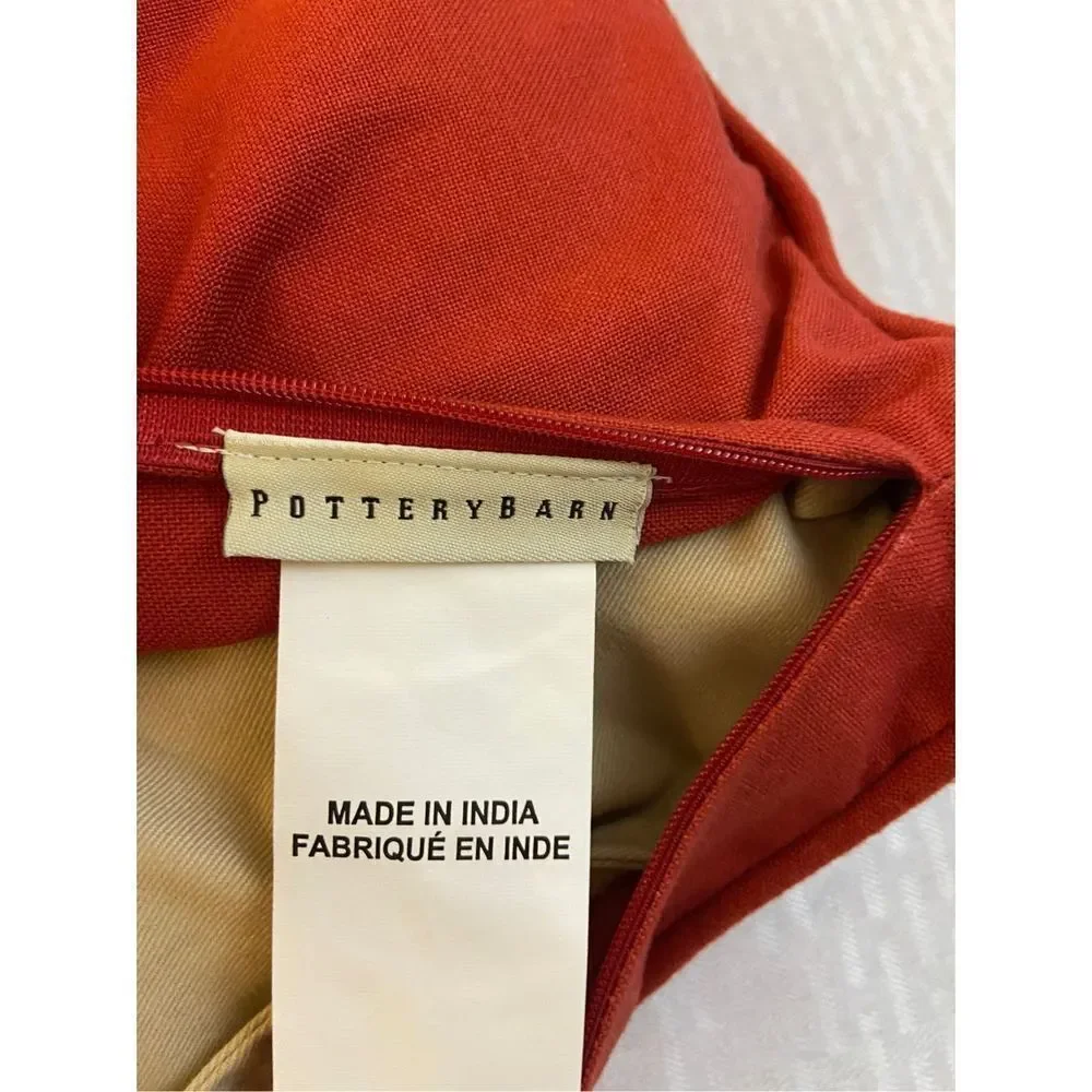 Pottery Barn Red Fiesta Flower‎ pillow 18x17”